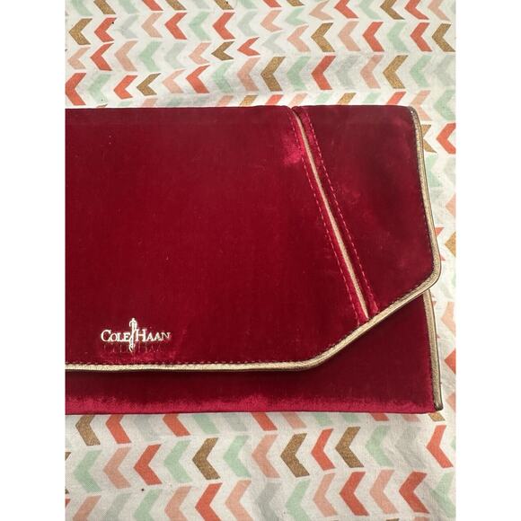 NWT Cole Haan Red Masquerade Velvet Envelope Clutch - Picture 2 of 8